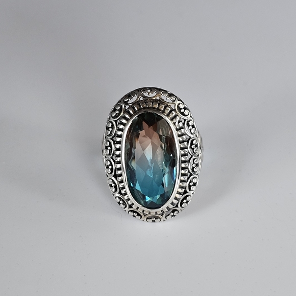 Artisan Crafted Aqua Terra Costa Quartz in Sterling Silver Size 8! NEW! - Picture 3 of 12